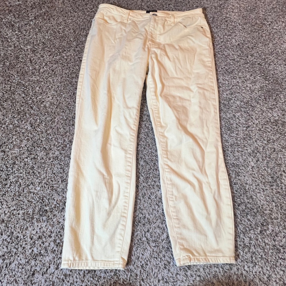 Talbots Jegging Crop Pants‎ Womens 8 Pale Yellow Stretch Denim Mid Rise Tapered